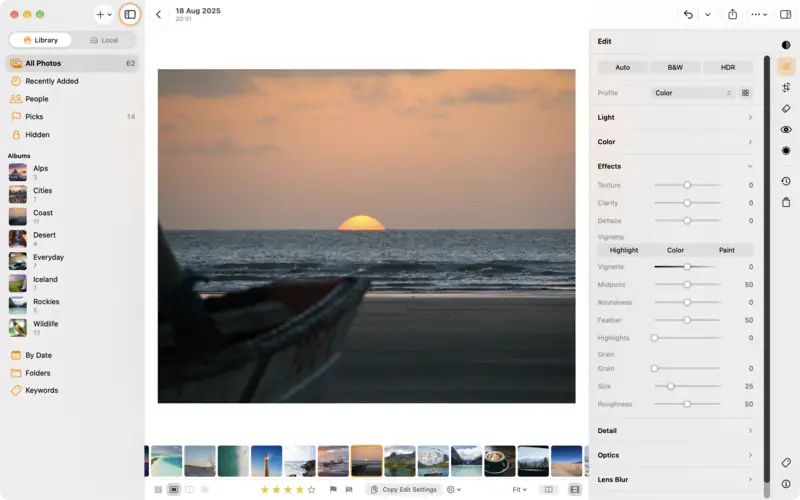 The finished crop: a level horizon in a tall 4 by 5 frame