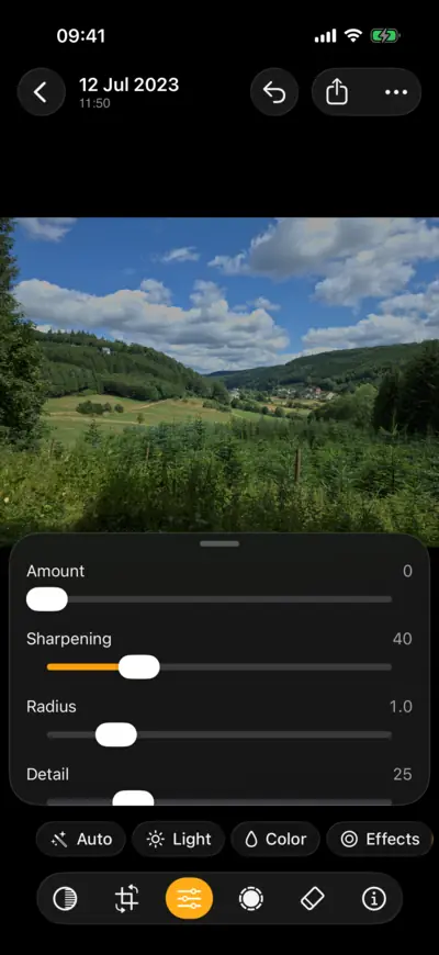 The Detail group: sharpening and noise reduction