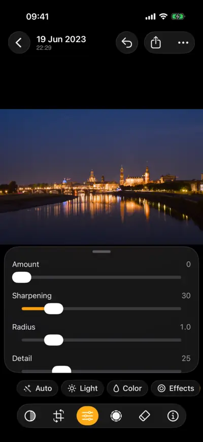 The Detail group: noise reduction and sharpening