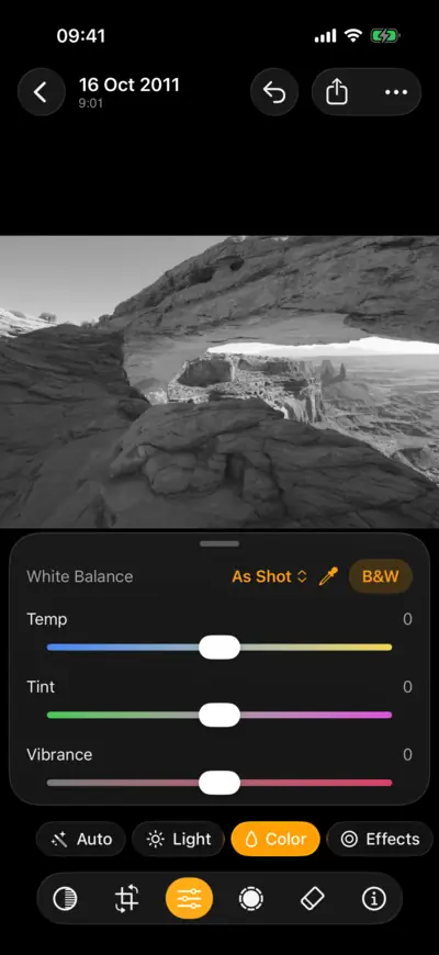 The B&W Mixer with blue darkened and orange brightened