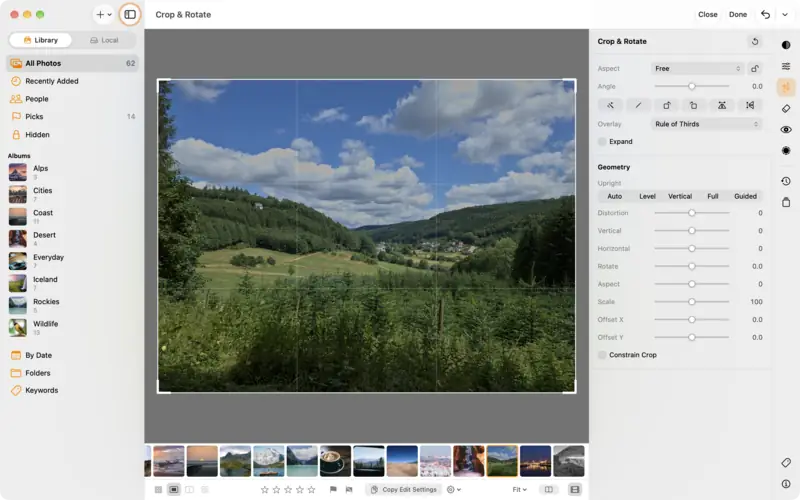 The finished photo with the horizon levelled