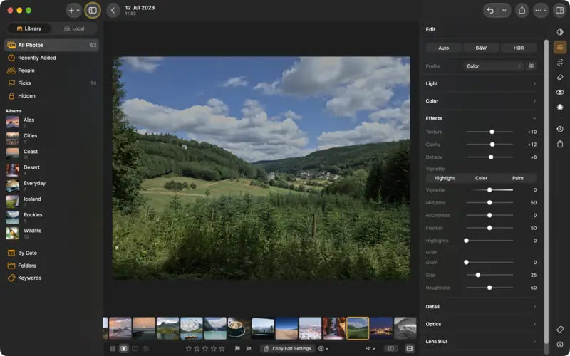 Texture, Clarity and Dehaze in the Effects group