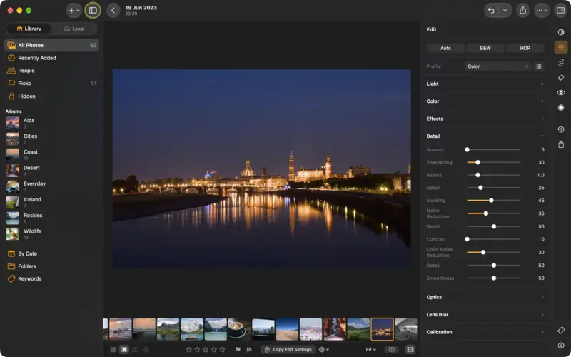 The Detail group: noise reduction and sharpening